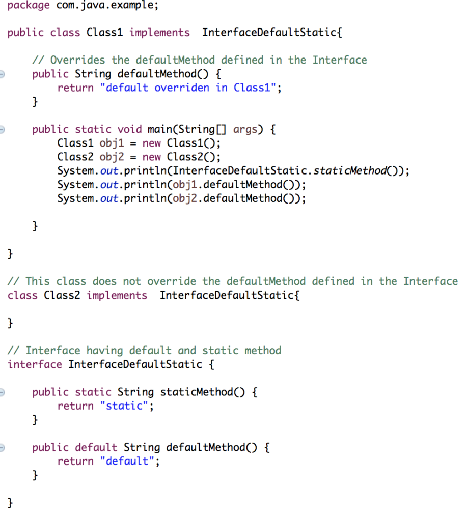 interface default and static methods