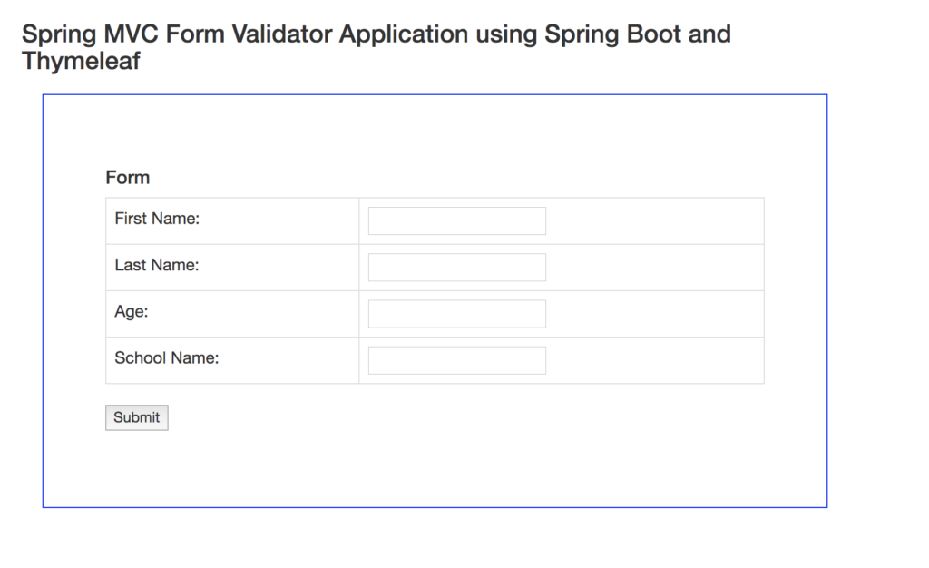 Sample Spring MVC Form Validator - Javagyansite